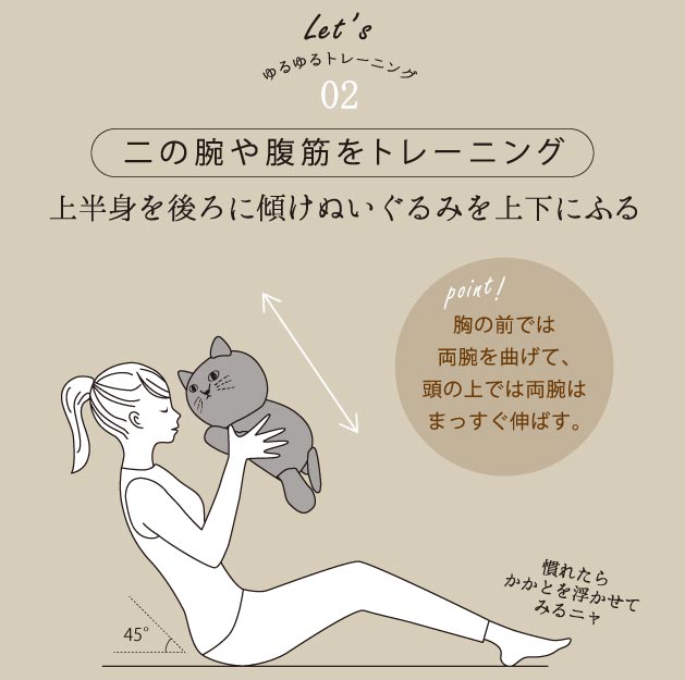 二の腕や腹筋をトレーニング