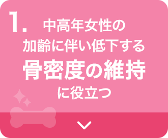 中高年女性の加齢に伴い低下する骨密度の維持に役立つ