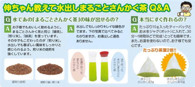 伸ちゃん教えて水出しまるごとさんかく茶 Q&A