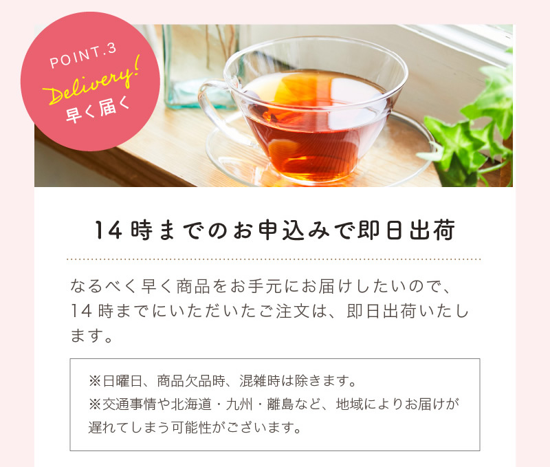 14時までのお申込みで即日出荷