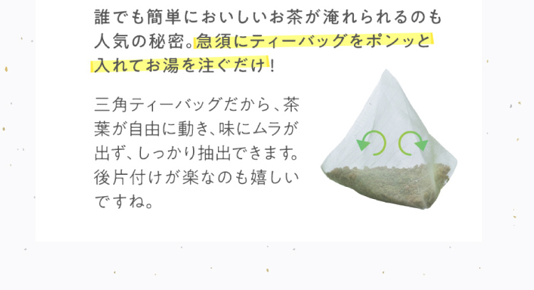 急須にティーバッグをポンッと入れてお湯を注ぐだけ!