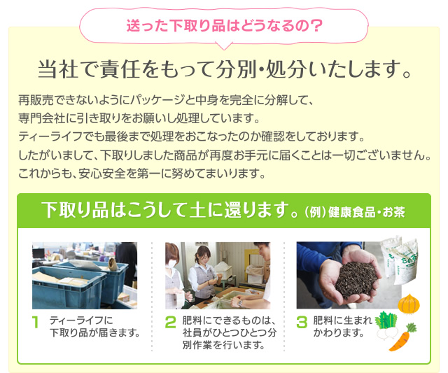 送った下取り品は、当社で責任を持って分別・処分します