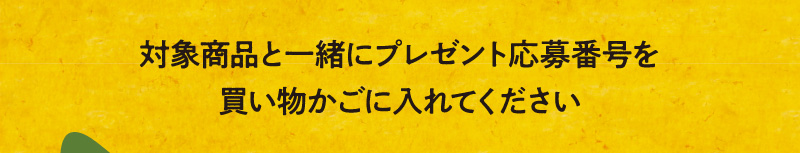 対象商品と一緒にプレゼント応募番号を買い物かごに入れてください