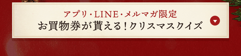 アプリ・LINE・メルマガ限定 お買物券が貰える！クリスマスクイズ