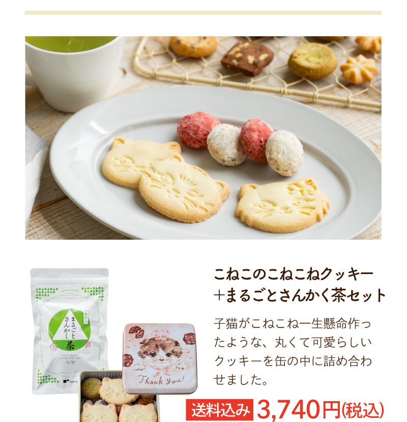 敬老の日 こねこのこねこねクッキー＋まるごとさんかく茶セット