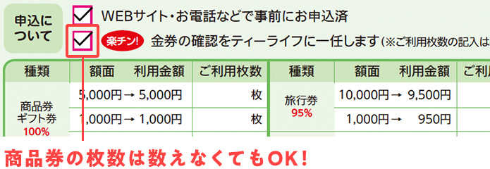 商品券の枚数は数えなくてもOK!