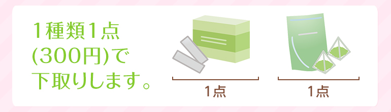 1種類1点(300円)で下取りします